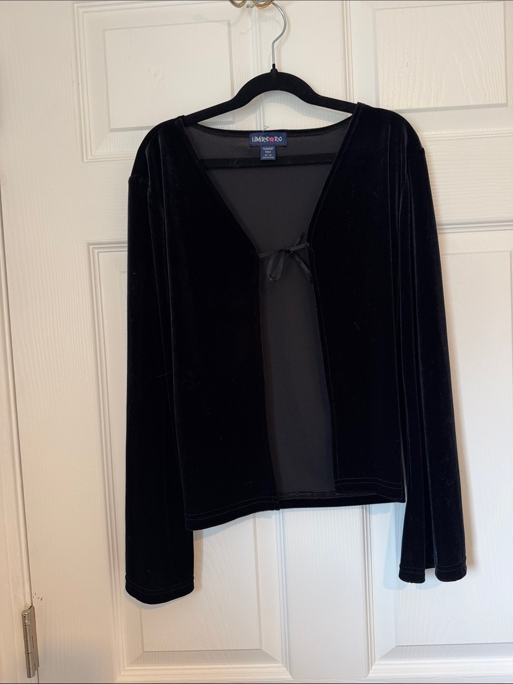 Limited Too Black Velvet Tie-Front Top